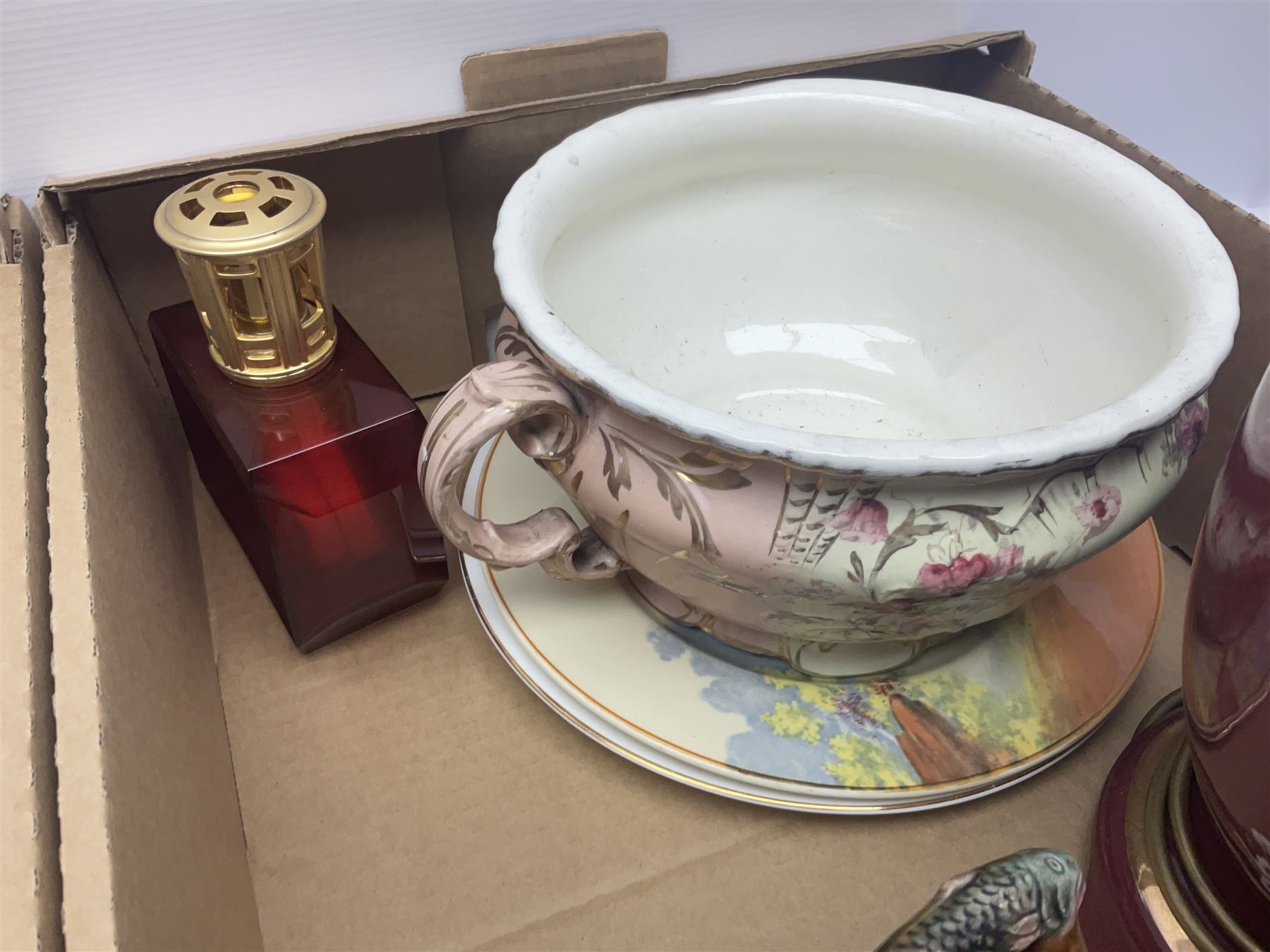 Tea service decorated with roses, together with Victorian and later ceramics etc, in four boxes