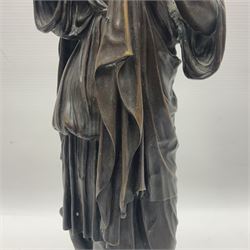 Bronzed figure of a woman in neoclassical dress, H39cm