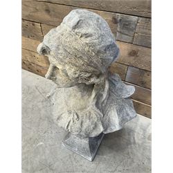 Victorian design cast stone bust depicting Jasmine