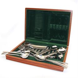 Viners Studio canteen of cutlery for six place settings, with textured bark pattern handles designed by Gerard Beeney, contained within fitted wooden case 