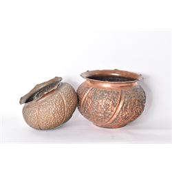 Two Benham and Froud copper planters, with fluted rim, largest H20cm