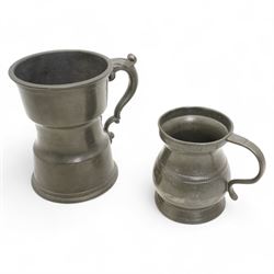 18th century pewter tankard, circa 1770, with scroll handle and acanthus leaf thumbpiece, ...