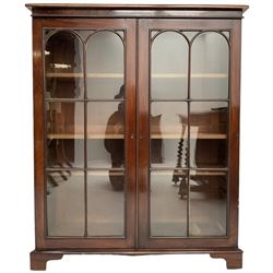 Early 20th century mahogany bookcase, fitted with two astragal glazed doors enclosing three adjustable shelves