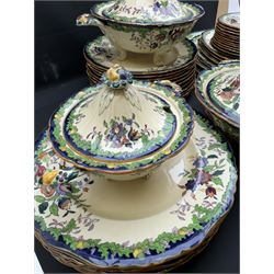 Masons Oakland pattern dinner service for twelve, including dinner plates, side plates, covered dishes etc  