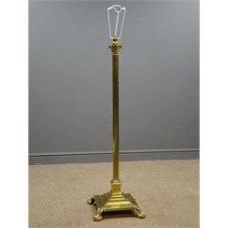  Brass standard lamp, magnolia shade, H130cm (This item is PAT tested - 5 day warranty from date of sale)  
