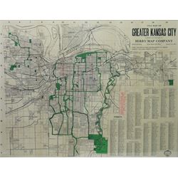 Berry Map Company (American Early 20th century): '1914 Map of Greater Kansas City', later ...