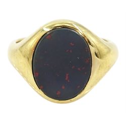 Early -mid 20th century 18ct gold bloodstone signet ring by Goldsmiths & Silversmiths Co Ltd, London 