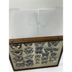 Entomology: Single glazed display of African butterflies, circa 20th century, single glazed display containing twenty six various specimens, many with attached data labels and name labels, all pinned upon foam backing, enclosed within a glazed entomology drawer, makers label to verso 'Product of J.J Hill & Son, London N.W.10' H35cm, L45cm