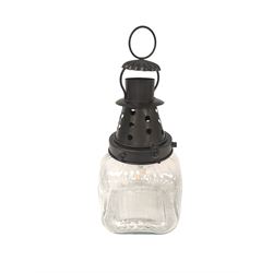 Vintage style battery operated glass lantern, H36cm