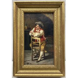 Francesco Peluso (Italian 1836-c1916): Gentleman Seated, oil on panel signed 28cm x 16cm 